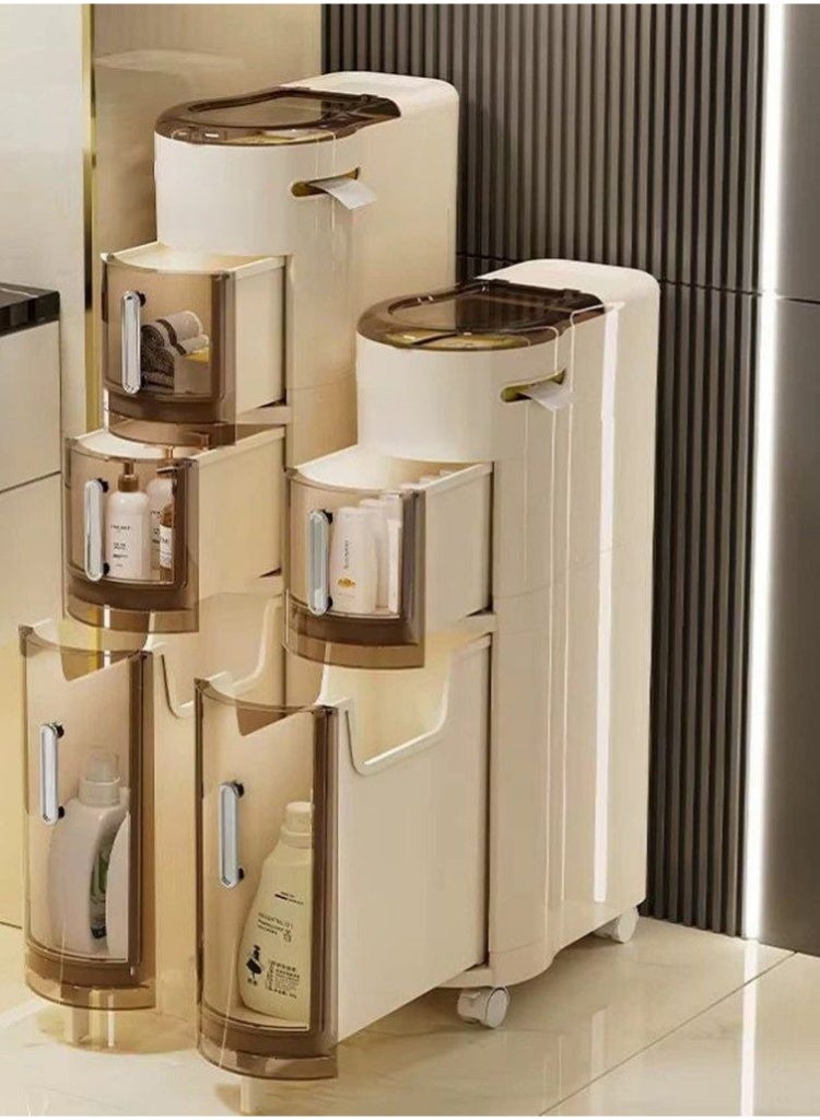 The practical solution for stylishly organizing tight bathroom spaces Slim design fits into any corner 3 spacious tiers for organizing bathroom essentials; easy to move on practical wheels Durable, easy-to-clean material Keeps your items tidy and within easy reach - Image 2