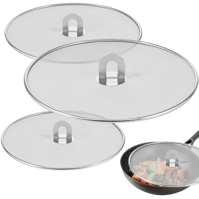 joyzzz Splatter Screen Guard 3Piece Stainless Steel Mesh Splatter Guard HeatResistant Oil Splatter Cover For Stovetop Cooking Safety - Image 2