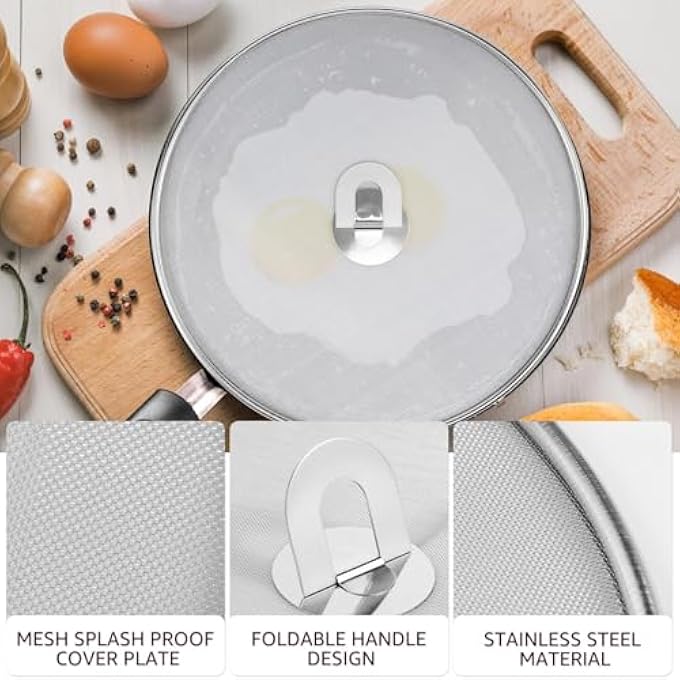 joyzzz Splatter Screen Guard 3Piece Stainless Steel Mesh Splatter Guard HeatResistant Oil Splatter Cover For Stovetop Cooking Safety - Image 5