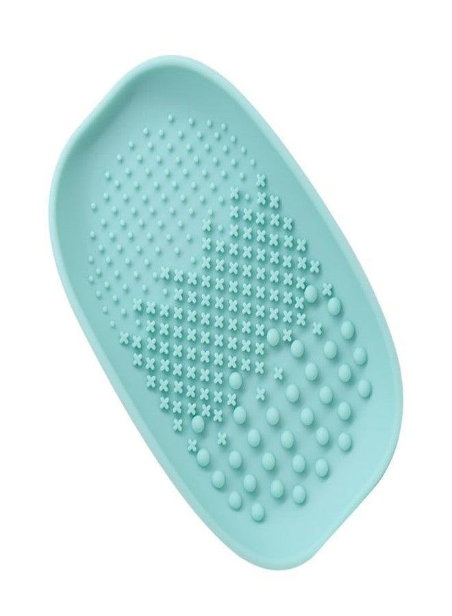 MobFest® Flexible Silicone Makeup Brushes Cleaning Tray with Strip Sponge Scrub Pad Cosmetic Brush Cleaner Tray, 1 Piece (Green) - Image 1