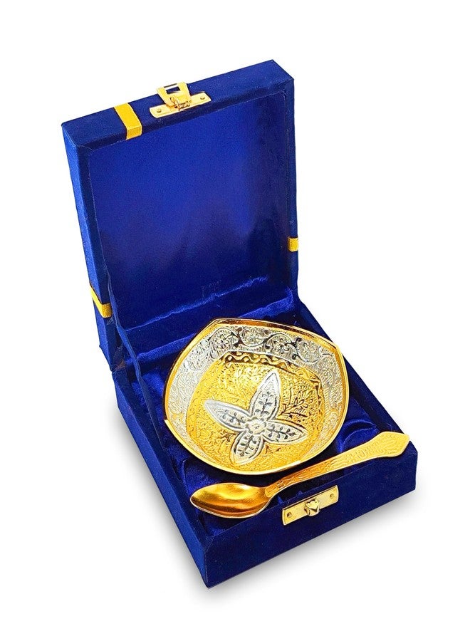 NOBILITY Silver Plated Bowl Spoon Set Light Weight with Blue Box Diwali Christmas Eid Wedding Return Home Decoration Friends Family Corporate Gift Items Dessert Dry Fruits Serving Gifts - Image 1