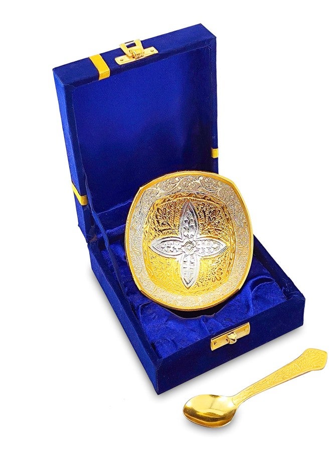 NOBILITY Silver Plated Bowl Spoon Set Light Weight with Blue Box Diwali Christmas Eid Wedding Return Home Decoration Friends Family Corporate Gift Items Dessert Dry Fruits Serving Gifts - Image 3