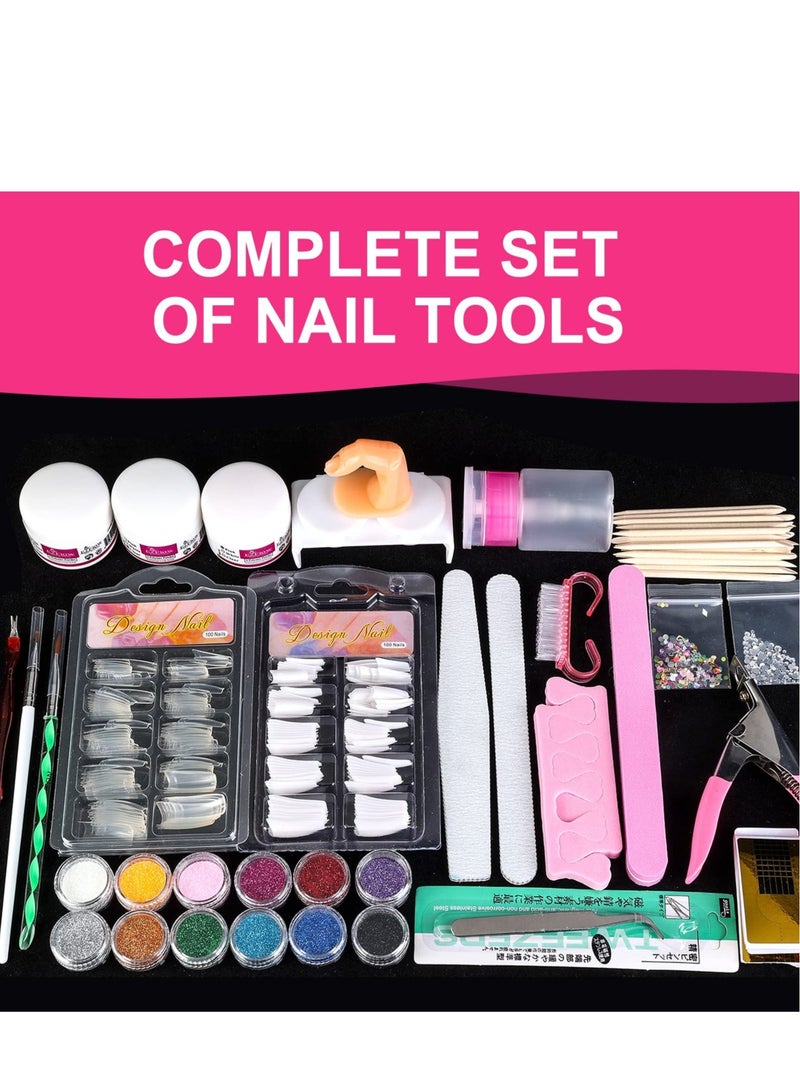 Acrylic Nail Art Kit with 12 Glitter Powders, DIY Nail Decoration Tools for Beginners, Complete Acrylic Nail Supplies Set for Creative Nail Designs - Image 5