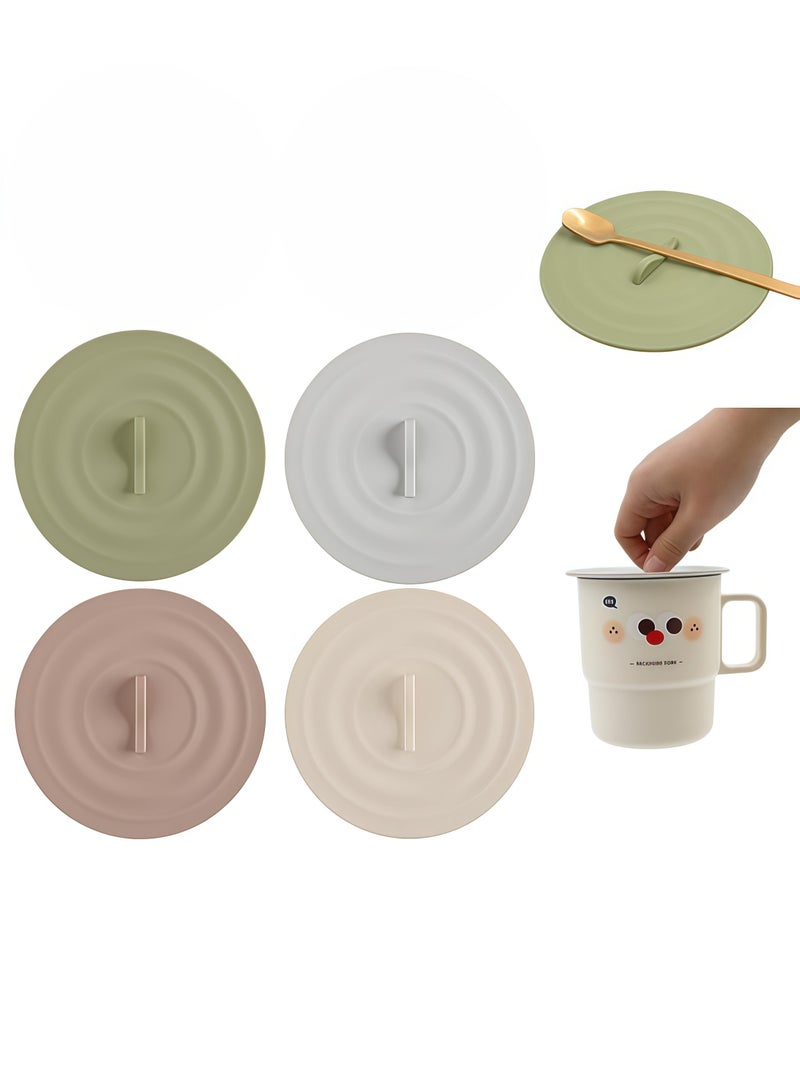 4-Color Design Silicone Cup Lids, Airtight, Dust-Proof, Food-Safe Lids for Mugs, Tea and Coffee Cups, Colorful Universal Cup Lids, Reusable Silicone Cup Lids for Drinks, Universal Cup Lids (4 Pack) - Image 1
