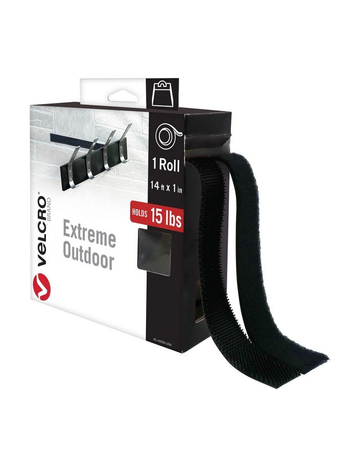 فيلكرو براند شريط التثبيت المزدوج الجوانب من Extreme Outdoor | يتحمل حتى 15 رطلاً على الطوب أو الأسطح الخشنة الأخرى | مقاوم للأشعة فوق البنفسجية والطقس | بكرة شديدة التحمل بطول 14 قدمًا  - Image 1