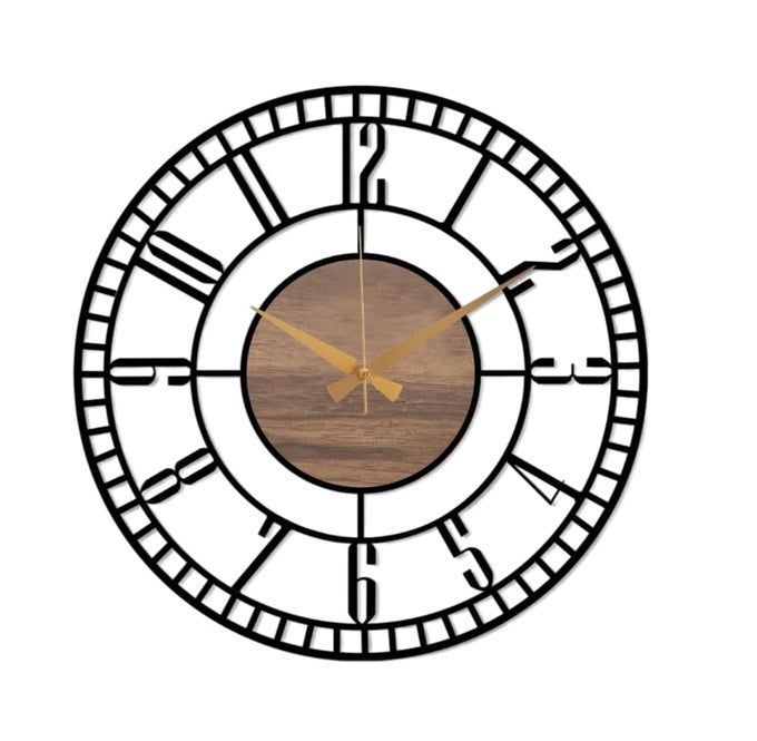 METAL WALL CLOCK LARGE METAL WALL CLOCK FOR LIVING ROOM BEDROOM METAL WALL ORNAMENT OUTDOOR WALL CLOCK HOME DECOR CLOCKS AND GIFTS LASER CUT CLOCK HOME GIFTS BLACK 40 CM DA18