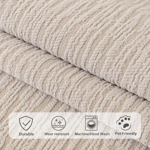 Aucrovee Soft Waterproof Chenille Cover Washable, Non Slip Sectional Sofa Covers for 3 Cushion Couch Sofa L Sharped Sofa Slipcover for Pets, Furniture Protector (1 PCS 36"x82" Coffee) - Image 4