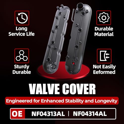 MITZONE Aluminum Valve Cover Compatible with Silverado Sierra Express Savana Trailblazer Avalanche Suburban Tahoe Yukon Escalade 4.8L 5.3L Camaro CTS-V Firebird 5.7L 6.0L 6.2L V8 Carbon Strip Type - Image 3