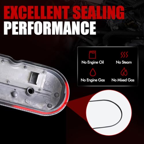 MITZONE Aluminum Valve Cover Compatible with Silverado Sierra Express Savana Trailblazer Avalanche Suburban Tahoe Yukon Escalade 4.8L 5.3L Camaro CTS-V Firebird 5.7L 6.0L 6.2L V8 Carbon Strip Type - Image 2