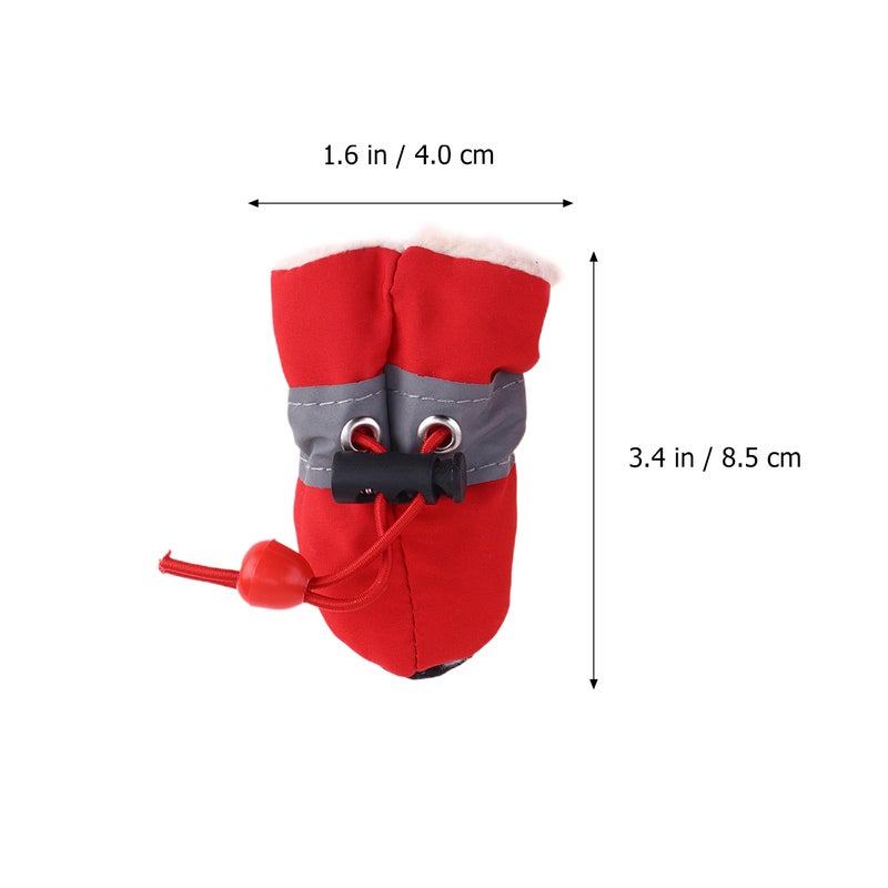 1 Set Pet Anti-skid Shoe Rain Boots Dog Foot Cover Thick Plush Dog Boots Sole Footwear (Red Size 2） - Image 3