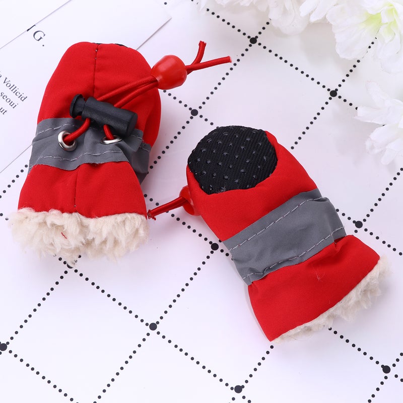 1 Set Pet Anti-skid Shoe Rain Boots Dog Foot Cover Thick Plush Dog Boots Sole Footwear (Red Size 2） - Image 4