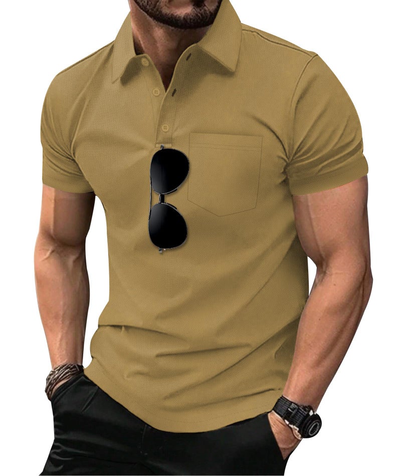 SCODI 5 Pack Mens Pocket Polo Shirts Short Sleeve Multipack Golf Shirt for Men Moisture Wicking Casual Athletic Work T-Shirts Black WineRed Blue Khaki tealblue XL - Image 2