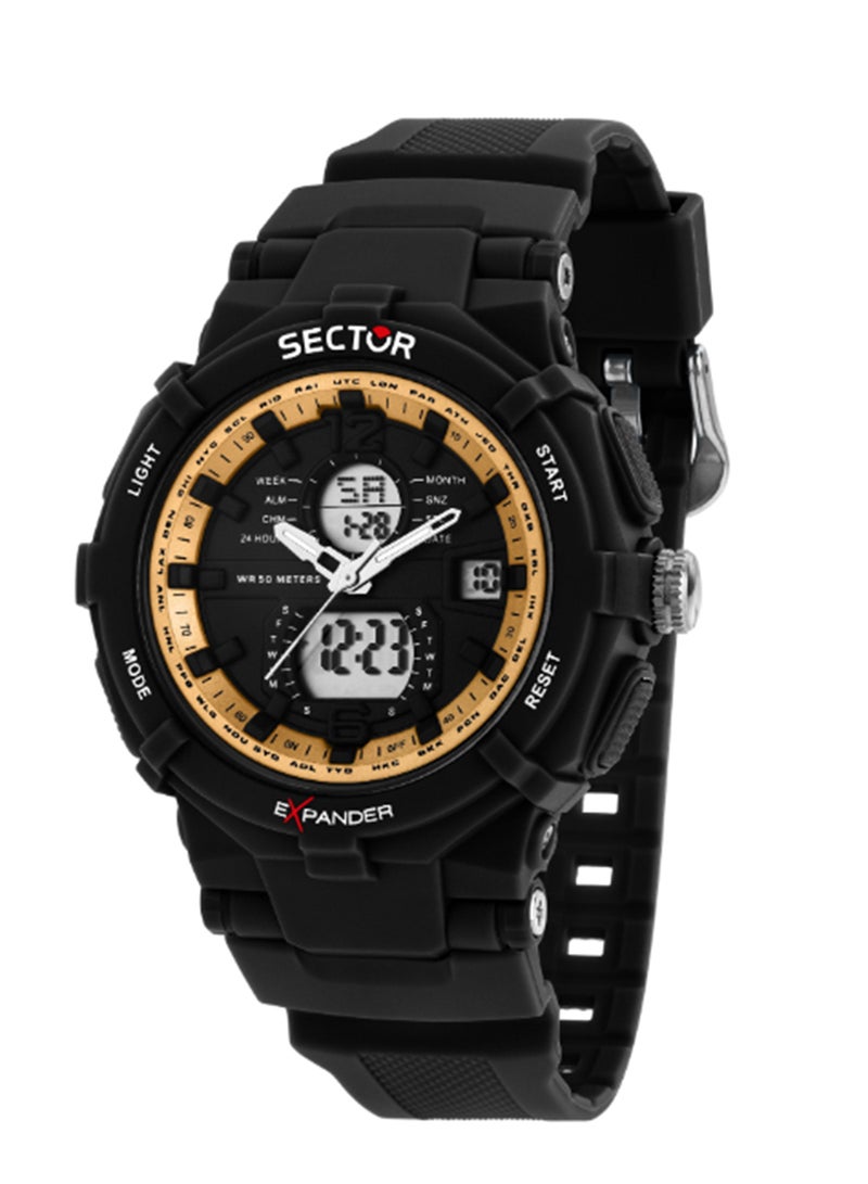 Sector EX-09 50MM DIGITAL BLACK DIAL BLACK ST - Image 1