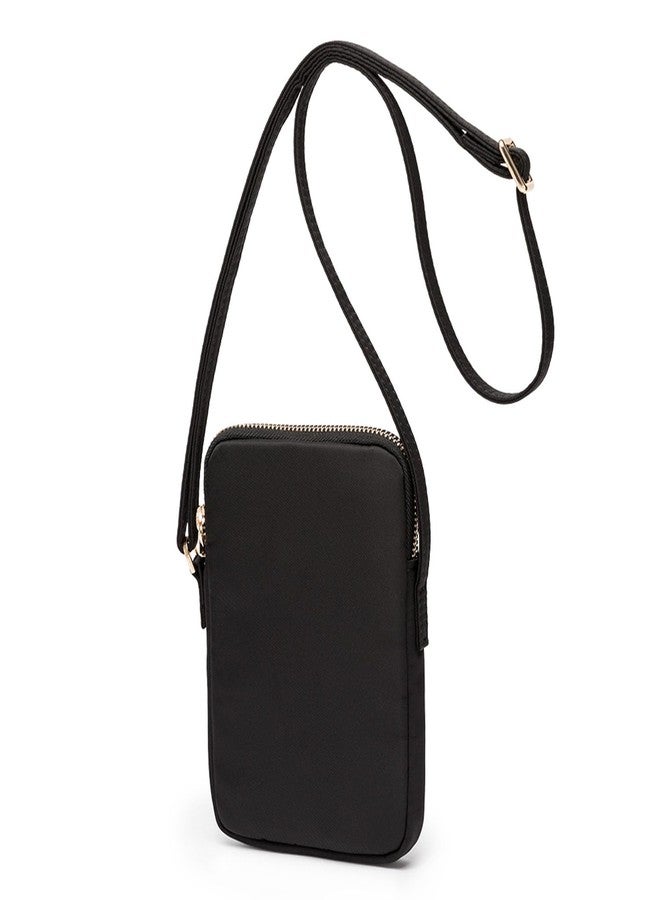 YONBEN Small Crossbody Purse Zipper Cell Phone Bag Mini Shoulder Purse Wallet Smart Phone Wallet with Credit Card Solts (Black-Nylon) - Image 1