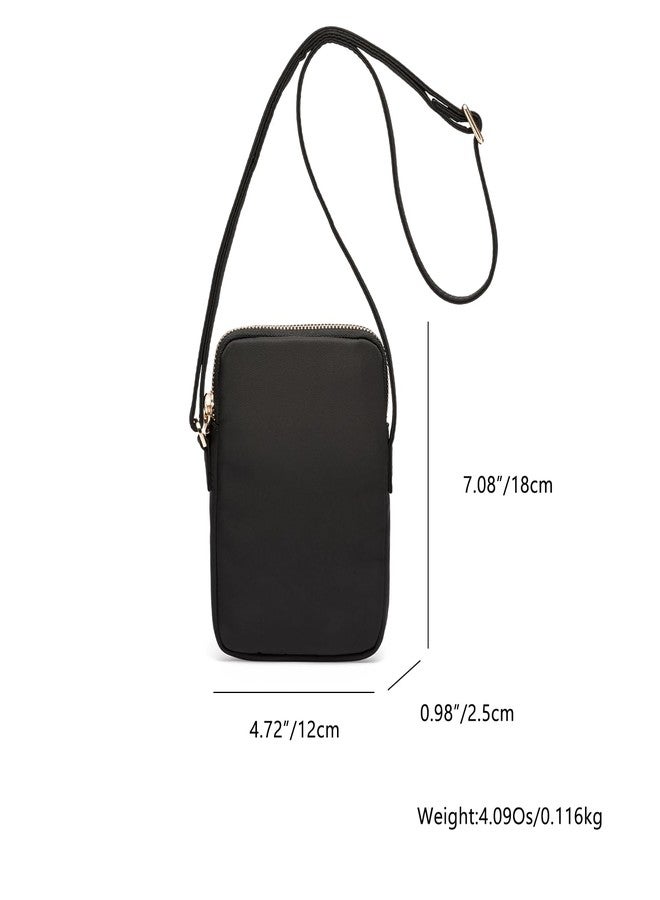 YONBEN Small Crossbody Purse Zipper Cell Phone Bag Mini Shoulder Purse Wallet Smart Phone Wallet with Credit Card Solts (Black-Nylon) - Image 2