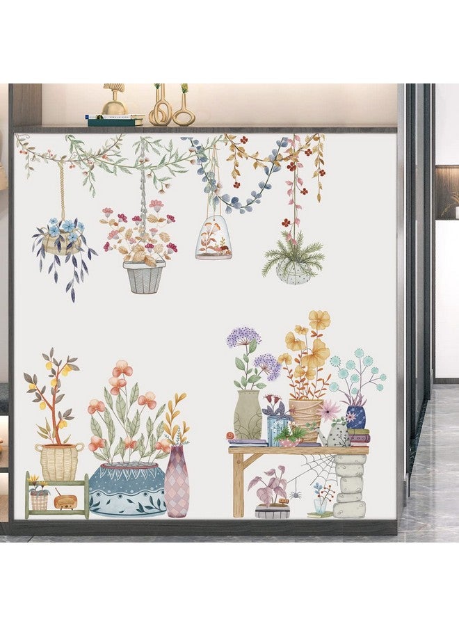 LiveGallery Removable Watercolor Hanging Potted Wall Stickers Flower Pots Wall Decals Colorful Plants Wall Sticker Nature Floral Pendant Wall Decal Art Murals For Nursery Classroom Office Living Room Girl Bedroom - Image 4