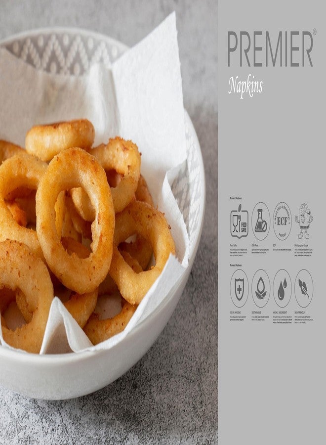 بريمير مناديل ورقية من بريمير فن سيرف (200 ورقة) | 50 منديل (عبوة من 4)، مناديل ورقية ناعمة ماصة بطبقتين | مناديل مائدة للاستخدام اليومي في التجمعات والحفلات والمنزل والمكاتب - Image 2