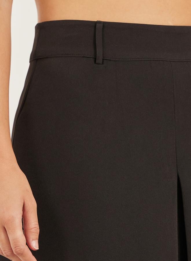 Styli Pleated A-Line Midi Skirt with Belt Loop Detail  - Image 3
