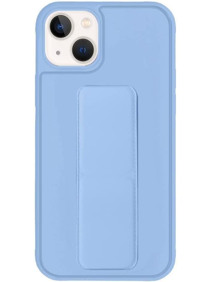 حافظة متوافقة مع iPhone 15 Plus مع حامل مغناطيسي للسيارة وحامل، حزام يد عمودي وأفقي ممتاز من السيليكون وقبضة مع حامل متعدد (أزرق فاتح) - Image 2