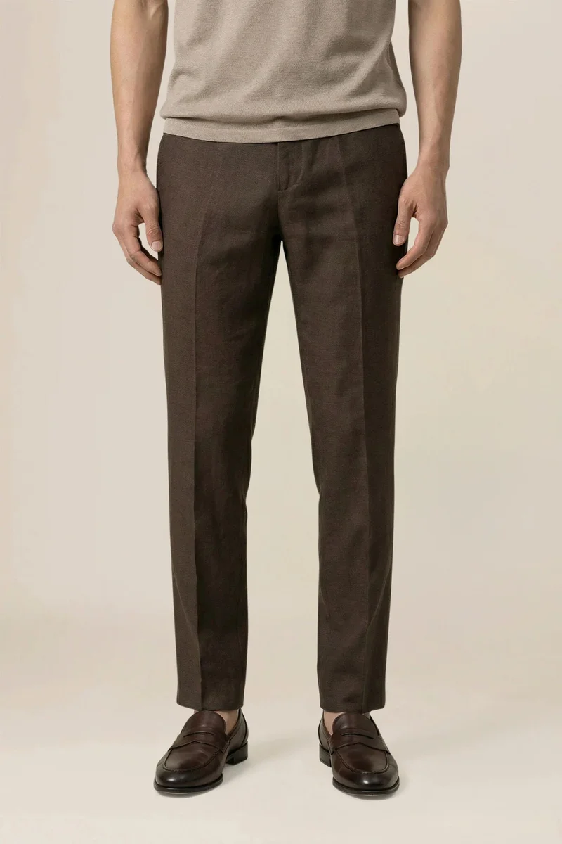 Doppelganger Men's trousers in 100% linen - Brown
