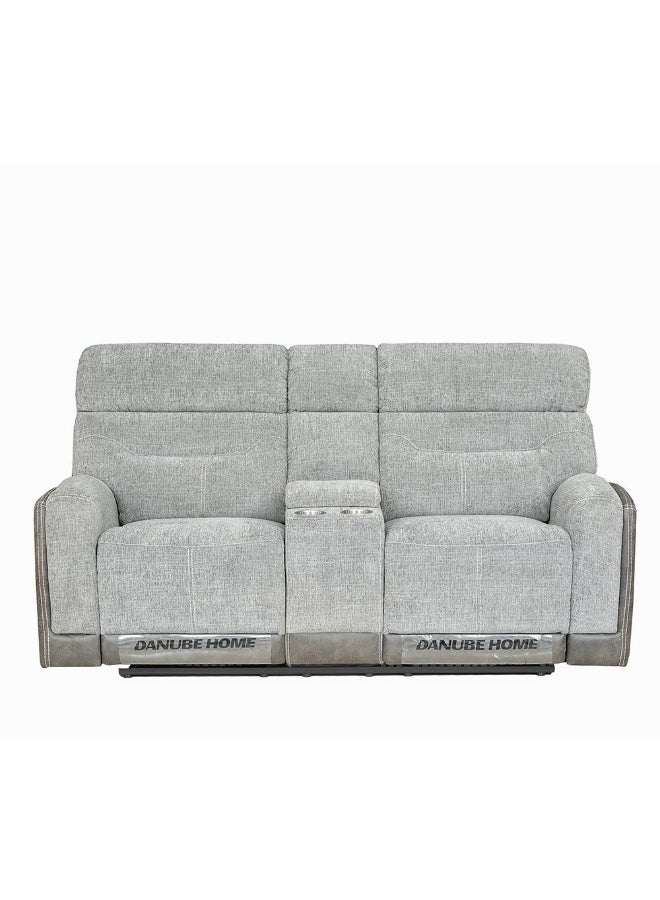 DANUBE HOME Holden 2 Seater Fabric Recliner Sofa - Grey | Comfortable Reclining Chair | Stylish Wood & Fabric Design | Ideal for Living Room - Image 2