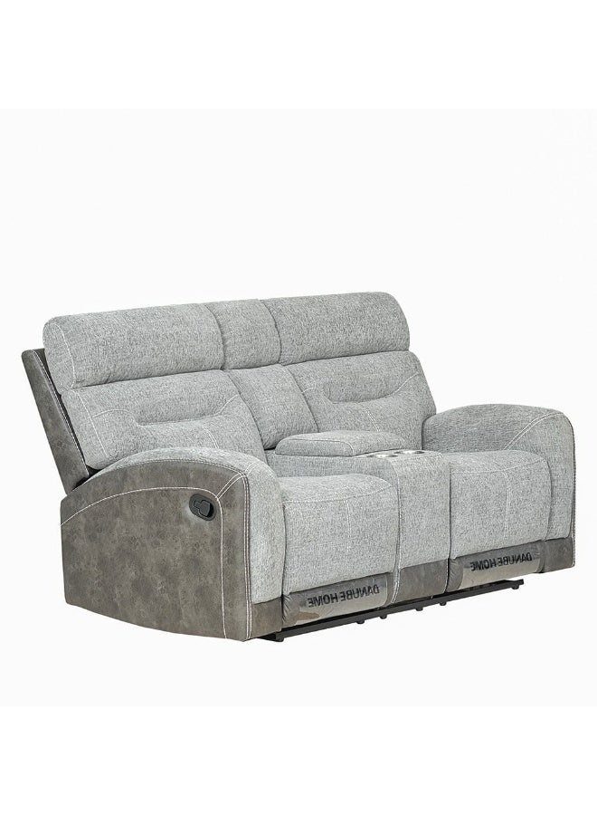 DANUBE HOME Holden 2 Seater Fabric Recliner Sofa - Grey | Comfortable Reclining Chair | Stylish Wood & Fabric Design | Ideal for Living Room - Image 1