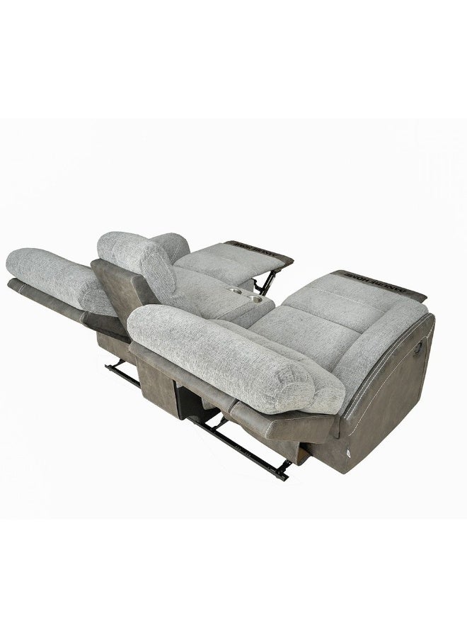DANUBE HOME Holden 2 Seater Fabric Recliner Sofa - Grey | Comfortable Reclining Chair | Stylish Wood & Fabric Design | Ideal for Living Room - Image 4