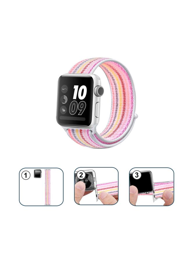 Ozone Replacement Band For Apple Watch Series 4/3/2/1 40/38 mm Pink/Yellow/White - Image 3