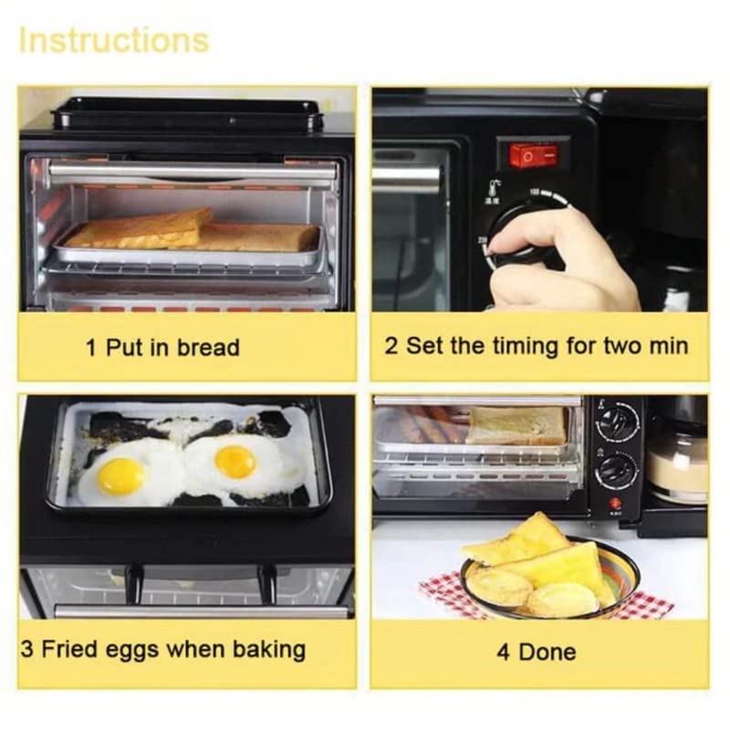 HARIRUP MultiChef Pro 3 in 1 Breakfast Maker With Oven Toaster Griller, Coffee Maker, Frying Pan | Adjustable Temperature & Timer, Bake, Grill & Toast- Black - Image 5