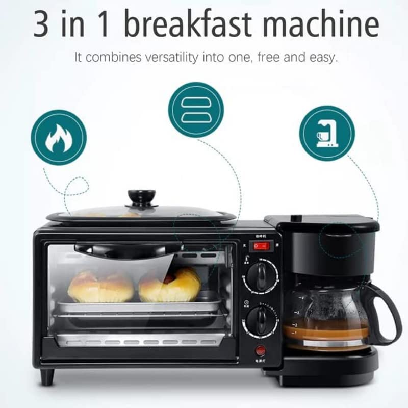 HARIRUP MultiChef Pro 3 in 1 Breakfast Maker With Oven Toaster Griller, Coffee Maker, Frying Pan | Adjustable Temperature & Timer, Bake, Grill & Toast- Black - Image 2