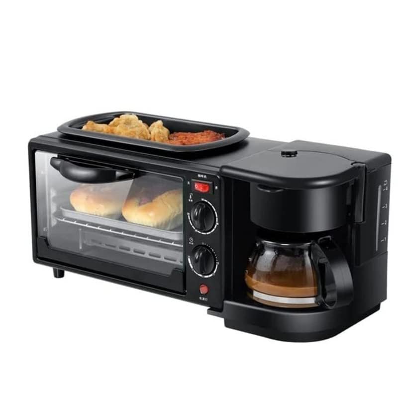 HARIRUP MultiChef Pro 3 in 1 Breakfast Maker With Oven Toaster Griller, Coffee Maker, Frying Pan | Adjustable Temperature & Timer, Bake, Grill & Toast- Black - Image 1