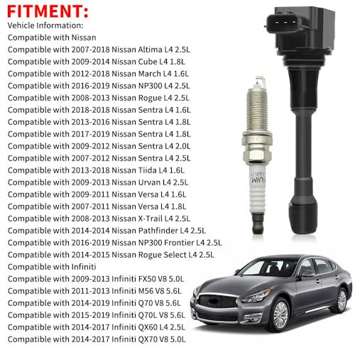 CNPAPC 4 PCS UF549 Ignition Coil Pack with Spark Plugs Compatible with Nissan Altima/March/NP300/Rogue/Sentra/Pathfinder 1.6L 1.8L 2.5L, for Infiniti FX50/M56/Q70 5.0 5.6L 2019# GN10241 5C1753 22448ED000 - Image 3
