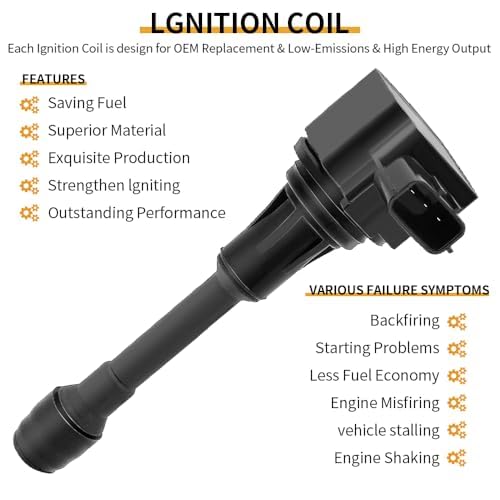 CNPAPC 4 PCS UF549 Ignition Coil Pack with Spark Plugs Compatible with Nissan Altima/March/NP300/Rogue/Sentra/Pathfinder 1.6L 1.8L 2.5L, for Infiniti FX50/M56/Q70 5.0 5.6L 2019# GN10241 5C1753 22448ED000 - Image 5