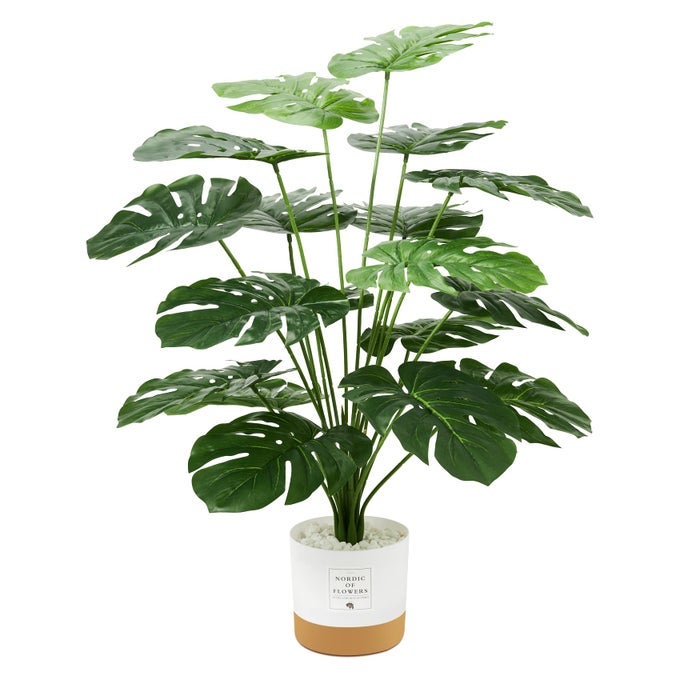26 Fake Plants Large Tropical Palm Tree Artificial Monstera Faux Plant Tree with Pot for Home Office Living Room Decor Indoor
