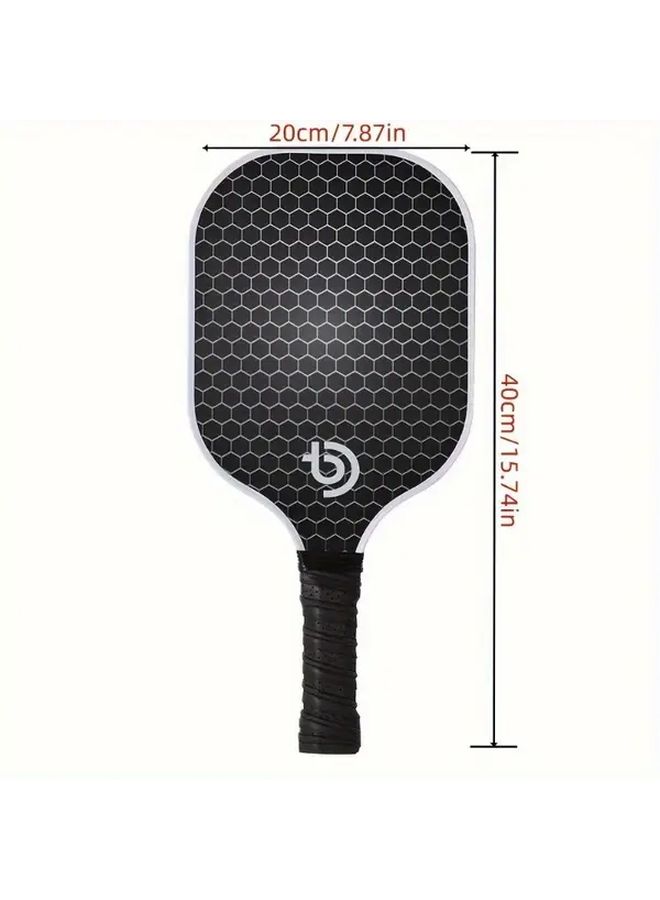 Carbon Fiber Pickleball Paddle Set Black 2 Paddles 4 Balls Carrying Bag Outdoor Sports - Image 4