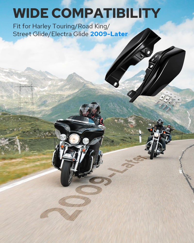 Benlari Gloss Black Mid Frame Air Deflectors Heat Shields Deflector 2009-2024 Compatible for Harley Davidson Touring Street Glide Road Glide Electra Glide Road King Ultra Limited Tri Glide CVO - Image 5