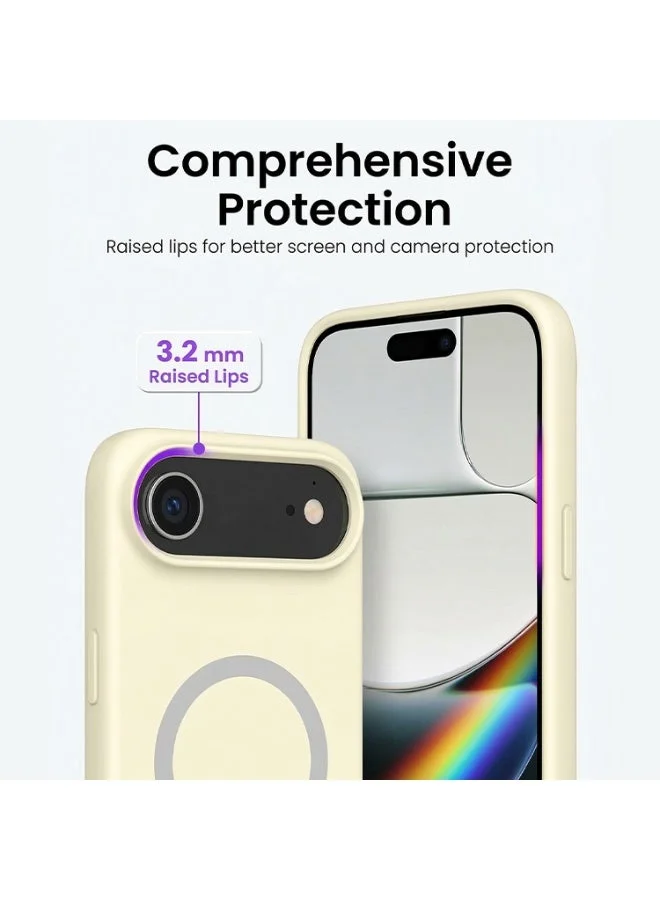 Mobcos Mobcos iPhone 17 Air Cream Elite Ring Mobcos iPhone 17 Air Cream Elite Ring Premium Silicone Magnetic Wireless Charging Case for iPhone | Silky Soft Touch | Military-Grade Shockproof Protection | Strong Magnetic Compatibility | Luxury Slim Cover  | Best Price UAE