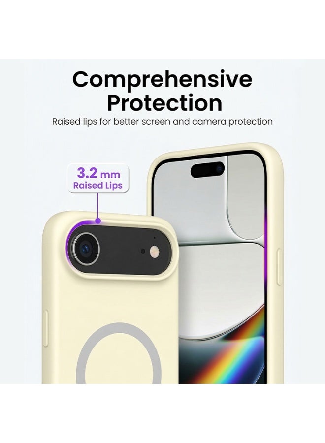 موبكوس جراب Mobcos iPhone 17 Air Cream Elite Ring المصنوع من السيليكون الفاخر والمزود بخاصية الشحن اللاسلكي المغناطيسي | ملمس ناعم كالحرير | حماية مقاومة للصدمات بمعايير عسكرية | توافق مغناطيسي قوي | غطاء فاخر رفيع - Image 3