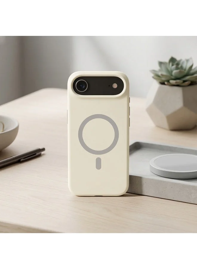 Mobcos Mobcos iPhone 17 Air Cream Elite Ring Mobcos iPhone 17 Air Cream Elite Ring Premium Silicone Magnetic Wireless Charging Case for iPhone | Silky Soft Touch | Military-Grade Shockproof Protection | Strong Magnetic Compatibility | Luxury Slim Cover  | Best Price UAE