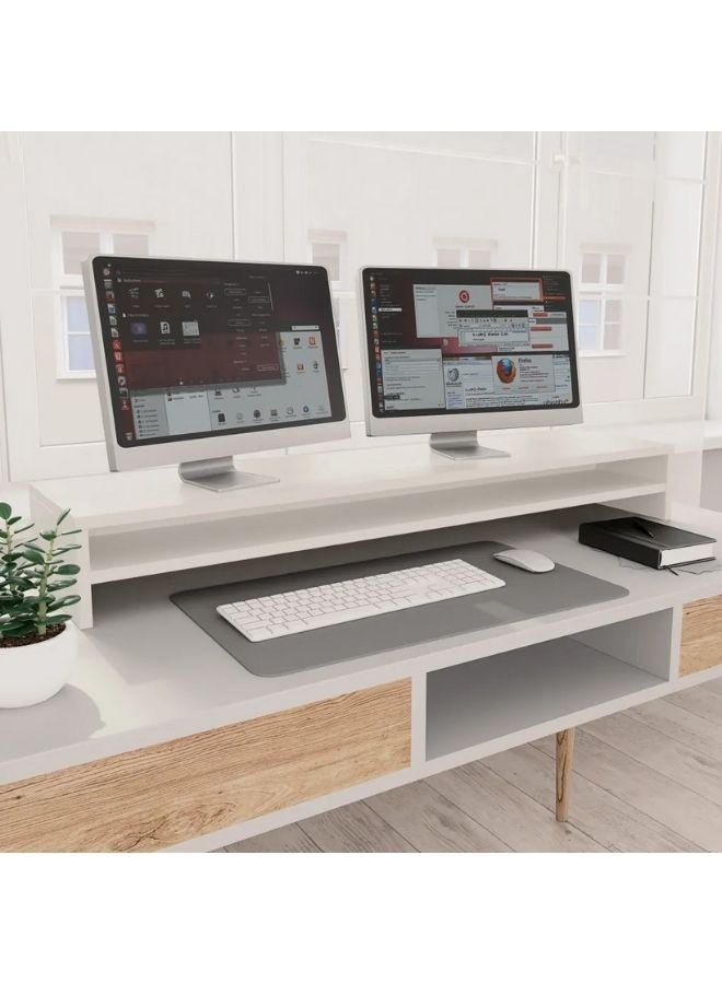 vidaxl Monitor Stand White 100x24x13 cm Engineered Wood - Image 1