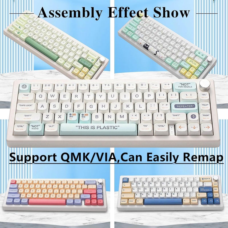 BOYI GMK67Pro Keyboard Barebones Kit,QMK/VIA Programmable BT5.0/2.4G/Type-C Tri-Mode Wireless RGB Gasket Mounted 65% Compact Custom RGB 4000mAh Mechanical Keyboard with Knob DIY Kit(White) - Image 4