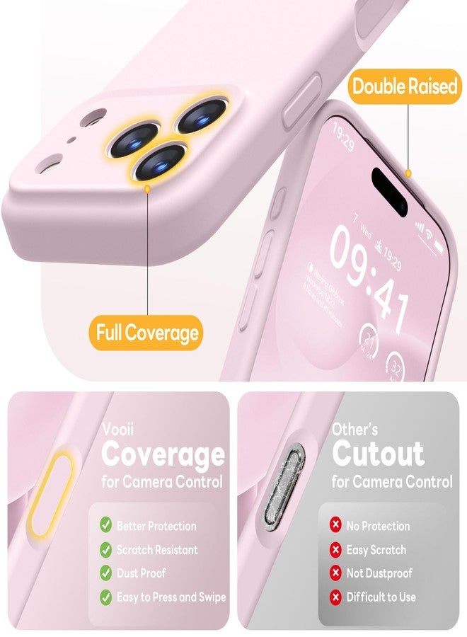 Vooii Magnetic Compatible with iPhone 17 Pro Max Case (Compatible with Magsafe) (Upgraded Camera Protection) Liquid Silicone Shockproof Full Body Protective Phone Cover for Women Men, Chalk Pink, 6.9” - Image 5