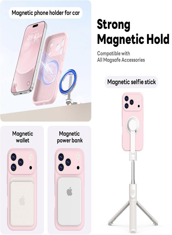 Vooii Magnetic Compatible with iPhone 17 Pro Max Case (Compatible with Magsafe) (Upgraded Camera Protection) Liquid Silicone Shockproof Full Body Protective Phone Cover for Women Men, Chalk Pink, 6.9” - Image 3