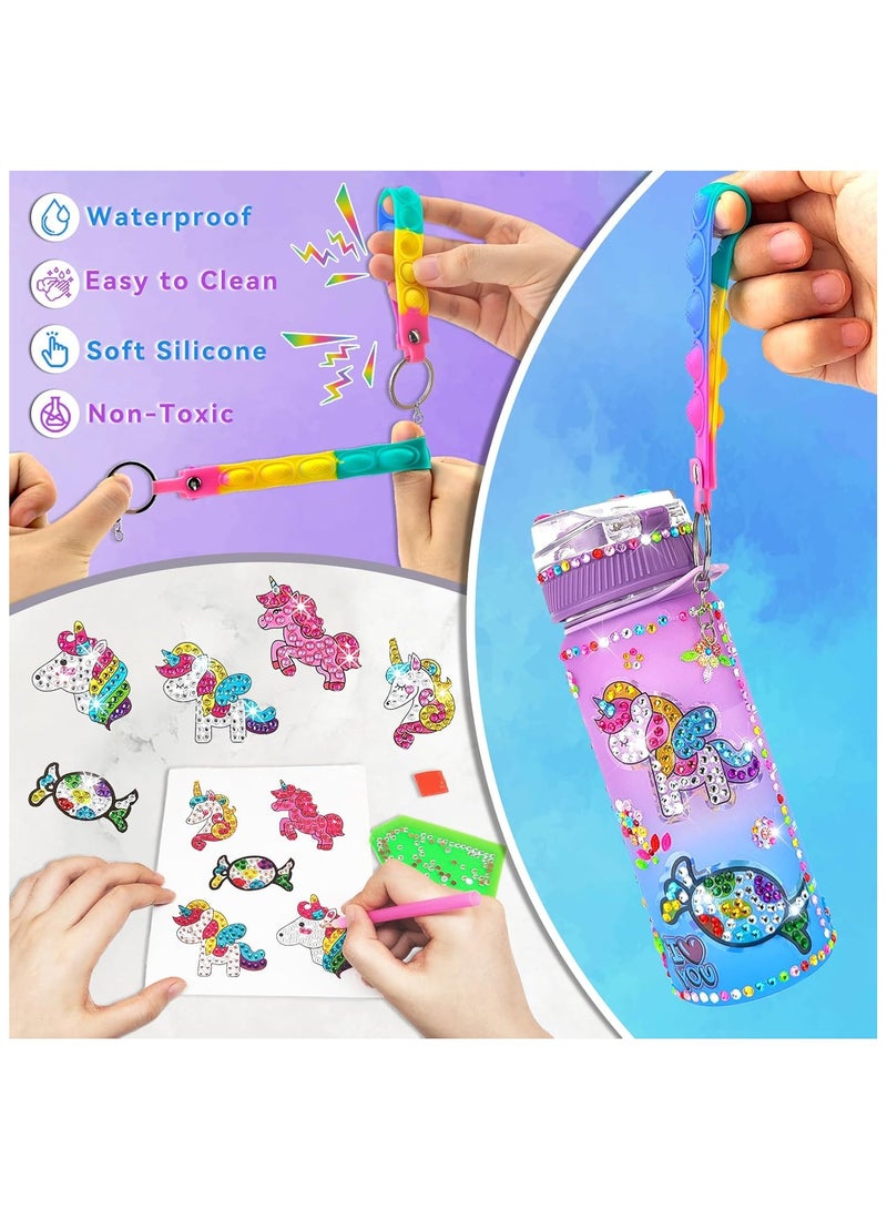 Remy Belle Decorate Your Own Unicorn Water Bottle for kids school Gift Girls Age 4-6-8-10, Gem Diamond Painting Crafts, Fun Arts and Crafts Gifts Toys for Girl Birthday - Image 3