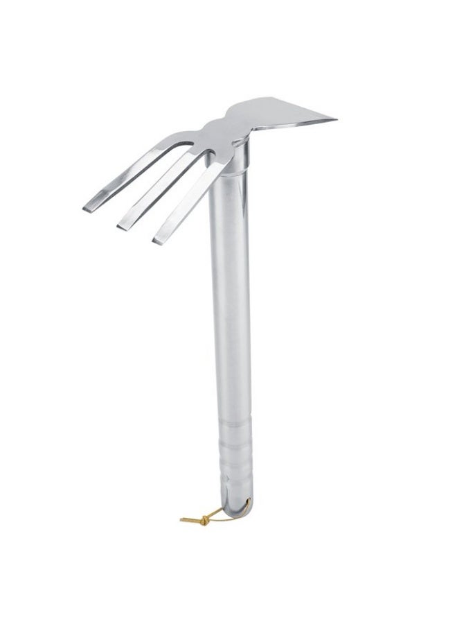 Stainless Steel Garden Tool 2 in 1 Shovel and Fork Silver 39x22cm Multi Use for Turning Soil and Hoeing - Image 3