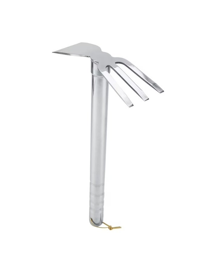 Stainless Steel Garden Tool 2 in 1 Shovel and Fork Silver 39x22cm Multi Use for Turning Soil and Hoeing - Image 2