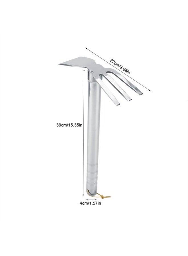 Stainless Steel Garden Tool 2 in 1 Shovel and Fork Silver 39x22cm Multi Use for Turning Soil and Hoeing - Image 5
