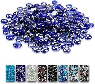 Grisun Cobalt Blue Fire Pit Glass, 1/2 Inch Round Glass Rocks for Natural or Propane Fireplace, Fire Pit Round Glass - Image 1