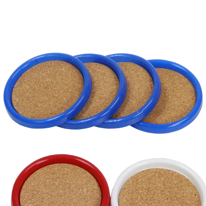 Chef Craft Chef Craft Basic Cork Coasters with Plastic Frame  4 inches in diameter 4 piece set  Color May Vary  - Image 3