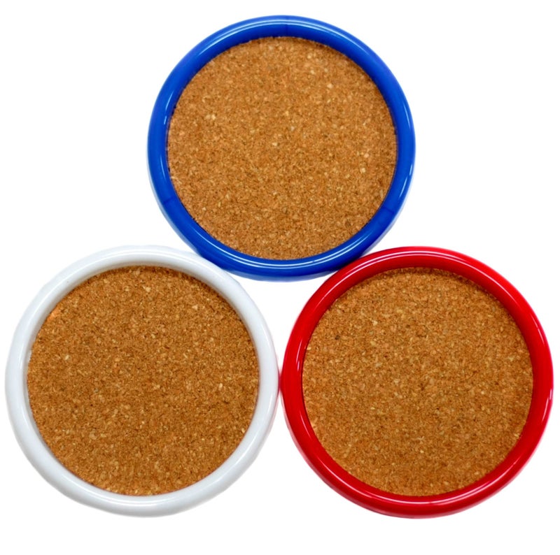 Chef Craft Chef Craft Basic Cork Coasters with Plastic Frame  4 inches in diameter 4 piece set  Color May Vary  - Image 1